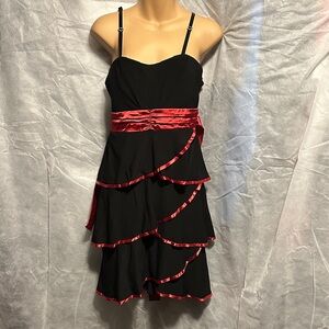 Deb Black and Red Tiered Mini Dress